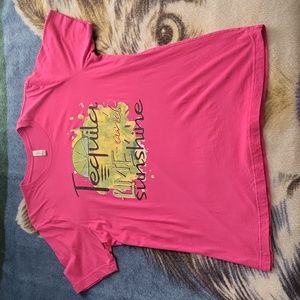 Pink Tshirt Tequila Lime Sunshine Large Bella Canvas